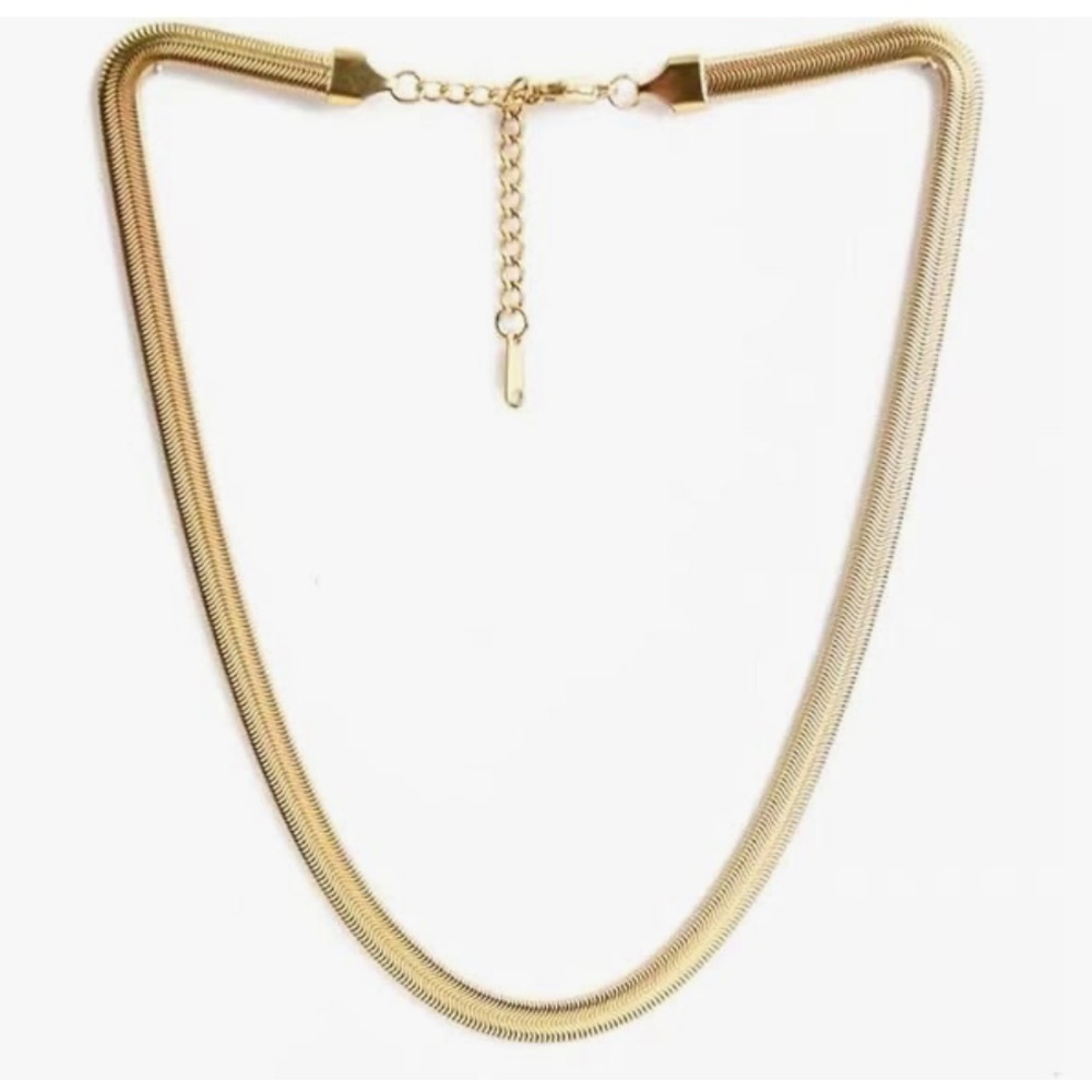 Snake Bone Chain Necklace in Gold, One Size